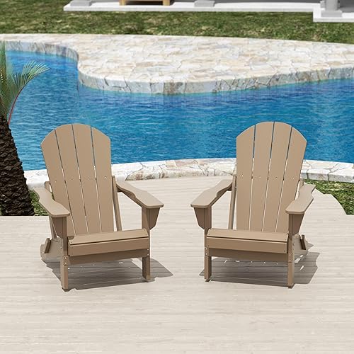 Miniatura 2 de Costaelm Silla plegable para exteriores, asientos al aire libre, sillas plegables para hoguera, silla Adirondack de polietileno para todo tipo de