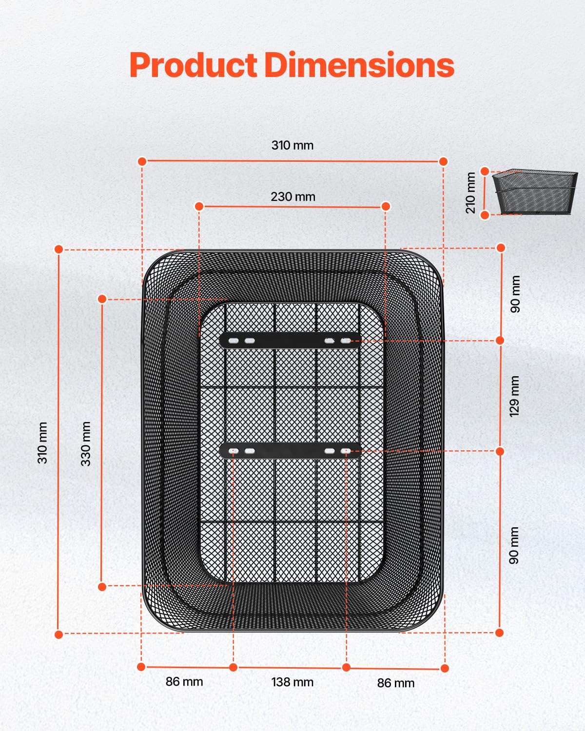 VEVOR Panier Arrière de Vélo Pliable Fil Métallique