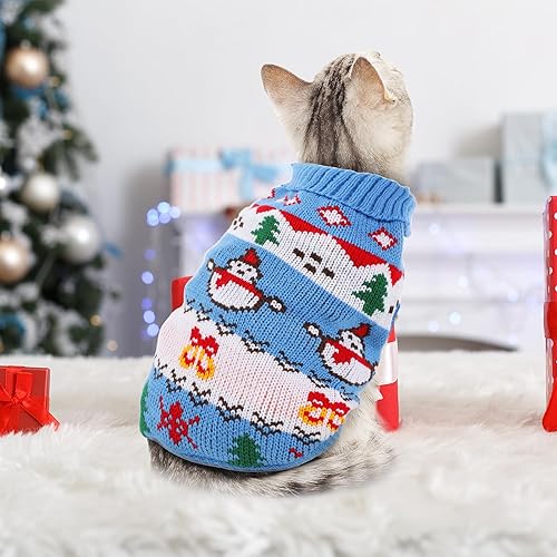 Miniatura 8 de Paquete de 2 suéteres de Navidad para gatos y mascotas, ropa cálida de invierno para gatitos y perros pequeños (XS)