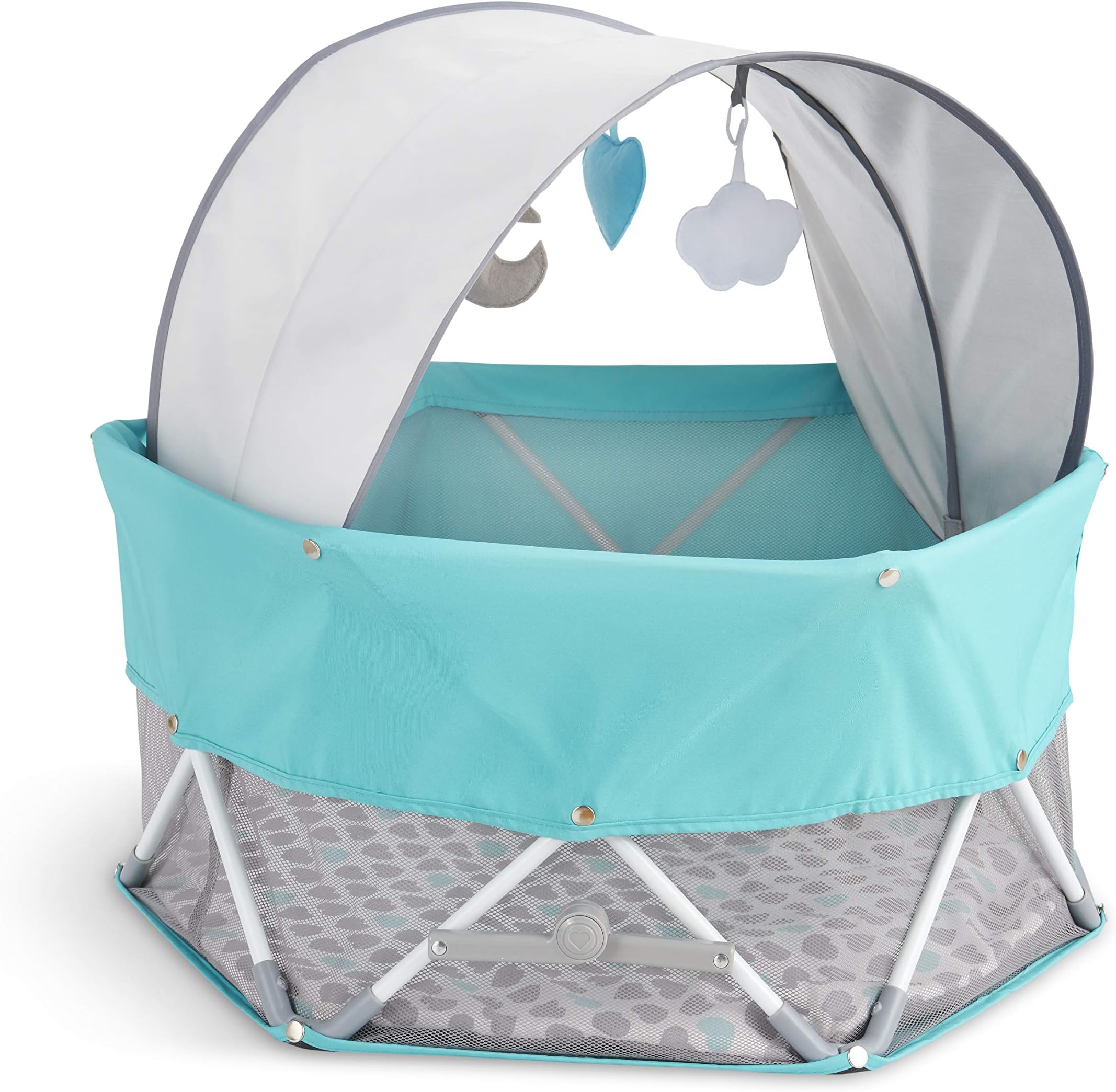 On-The-Go Baby My Play, Portable Play Yard, and Activity Mat, Indoor & Outdoor, Includes UPF Canopy with Toys, Padded Bottom and Carry Case