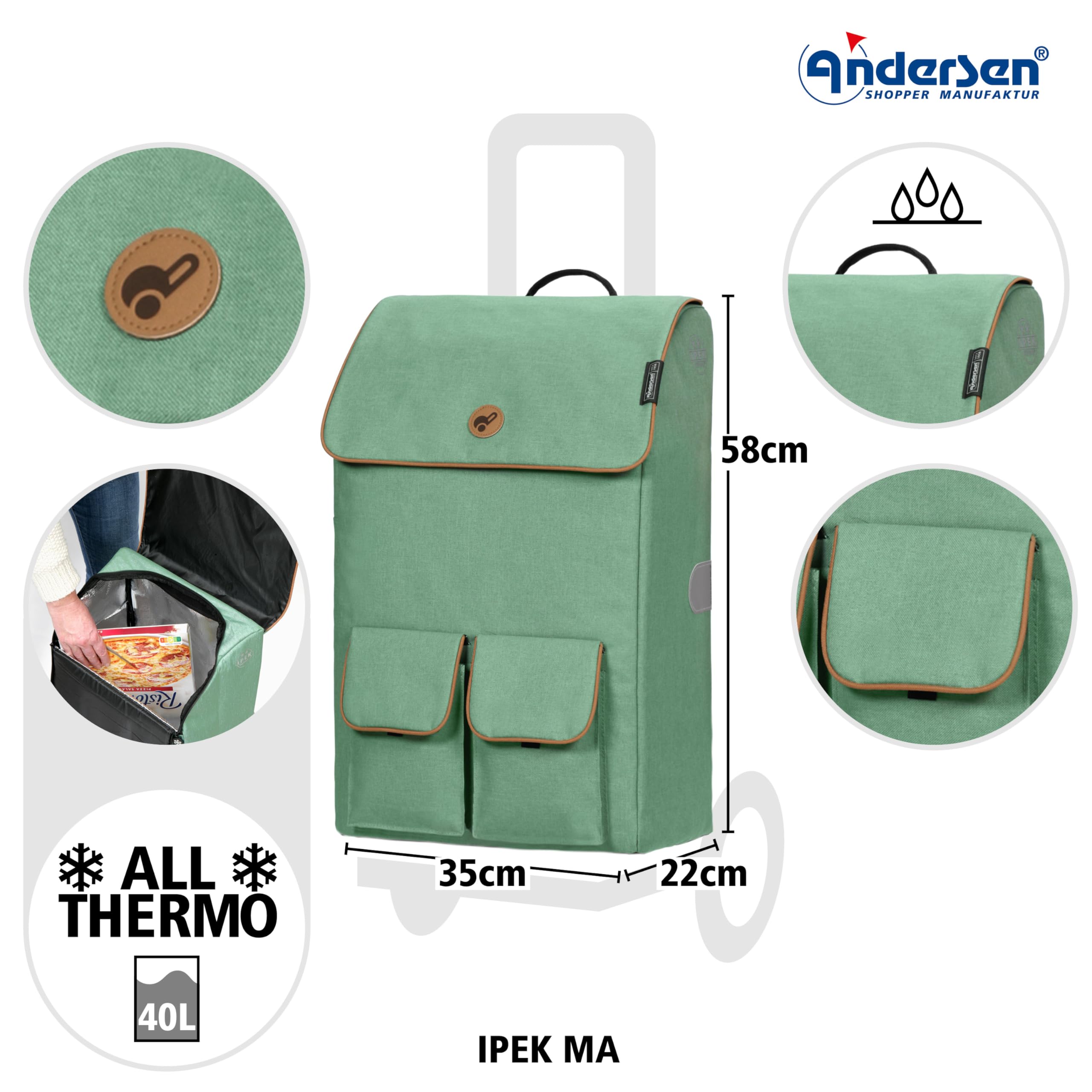ANDERSEN Einkaufstrolley - Komfort Shopper Ipek Ma Salbei