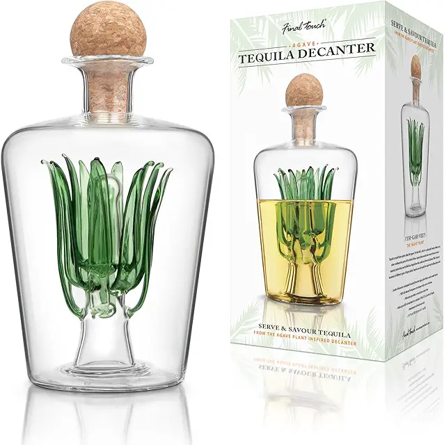 Final Touch Agave Tequila Decanter with Cork Stopper - Holds 850ml