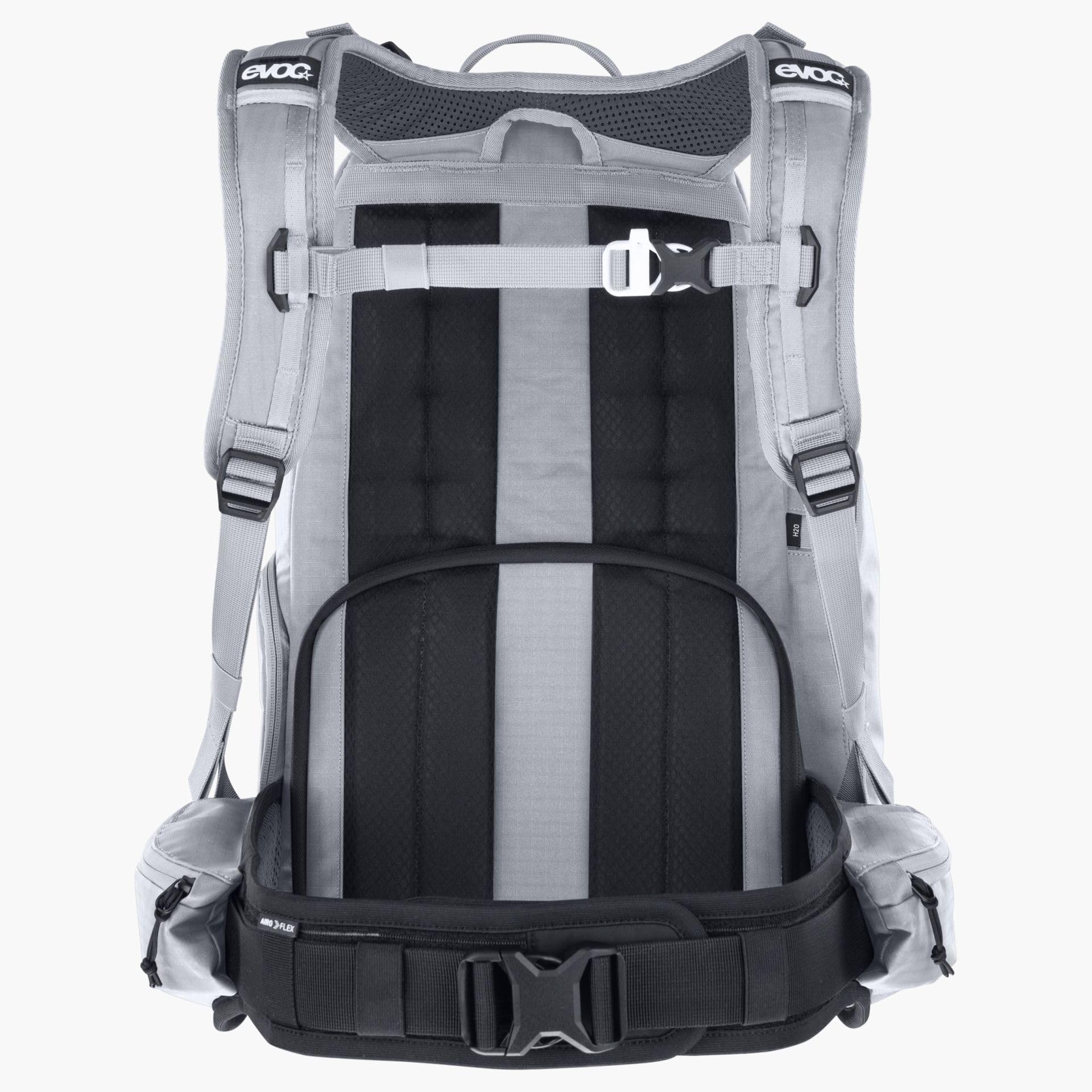 Plecak sportowy EVOC CP 18, lekki plecak trekkingowy (podział 50/50 na aparat i sprzęt, elastyczny pas biodrowy na plecaku, wymiary: 17 x 52 x 29 cm, pojemność: 18 l), kamienny szary