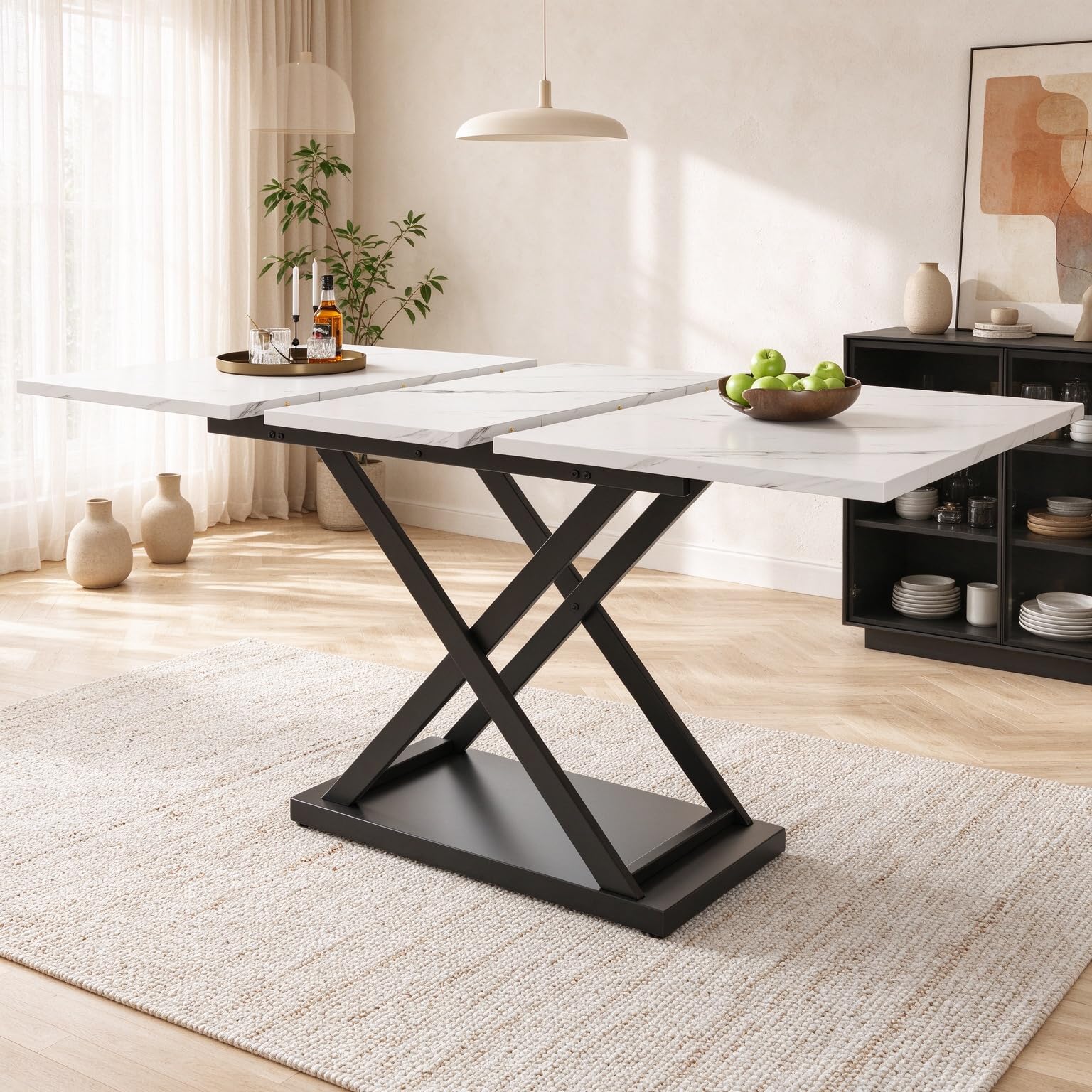 Table Extensible avec piètement métal pour Cuisine et Salon