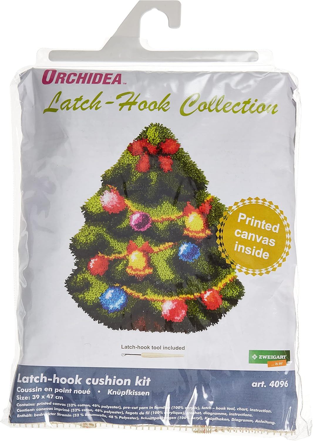 Orchidea Latch Hook Kit: Cushion: Shaped: Christmas Tree, 39 x 47cm, Multi