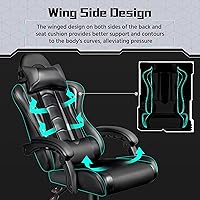 Vista 6 de Yaheetech Gaming Chair, Computer Office Chair with Headrest and Massage Lumbar Support, Height Adjustable Ergonomic Chairs with Swivel Seat, Full