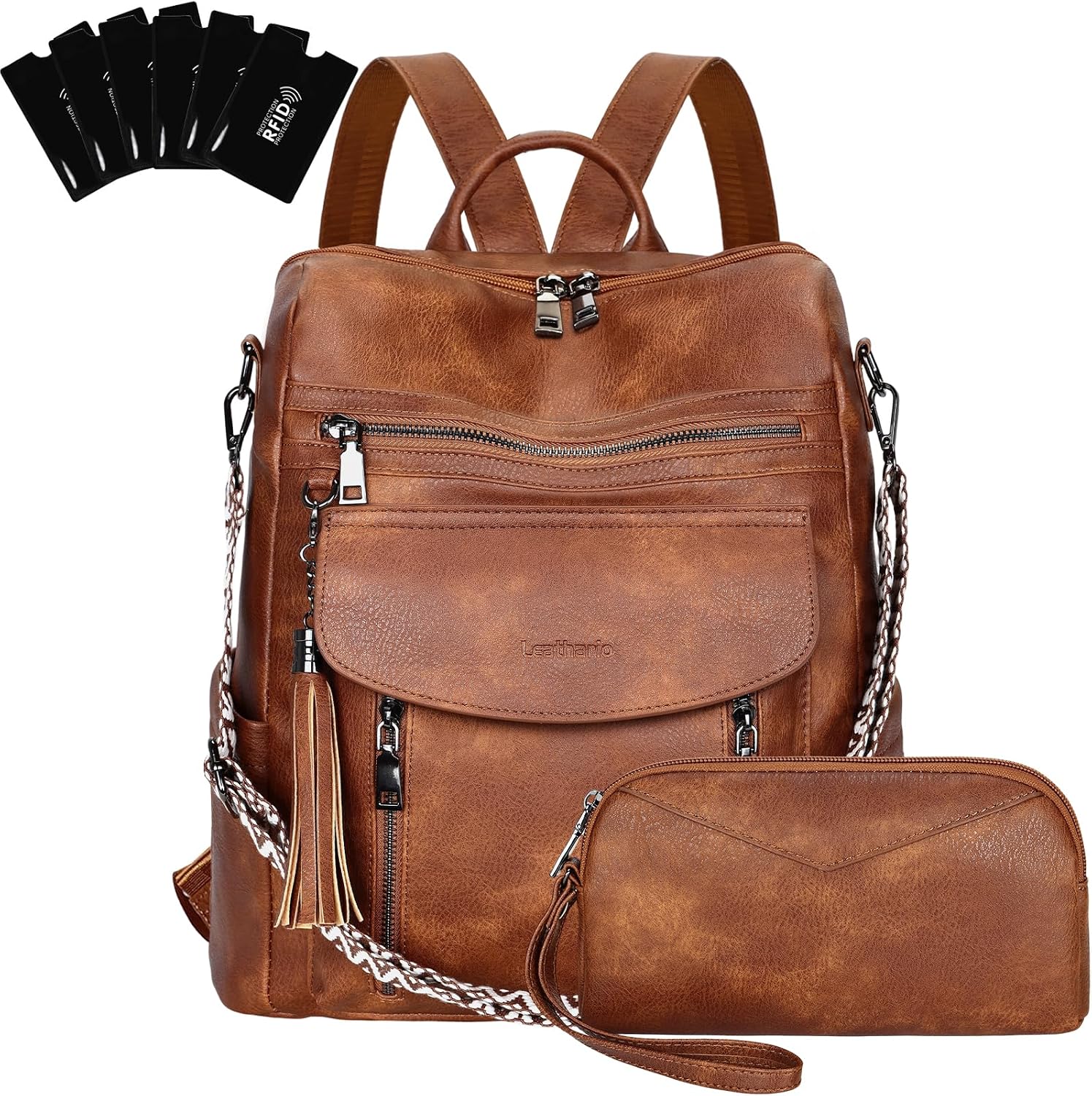 Women's Backpack Set Waterproof Vegan Leather City Backpack Backpack Handbag Medium Size Theft Daypack for Office Commuting Work Lightweight Elegant Backpack Women Large for Travel