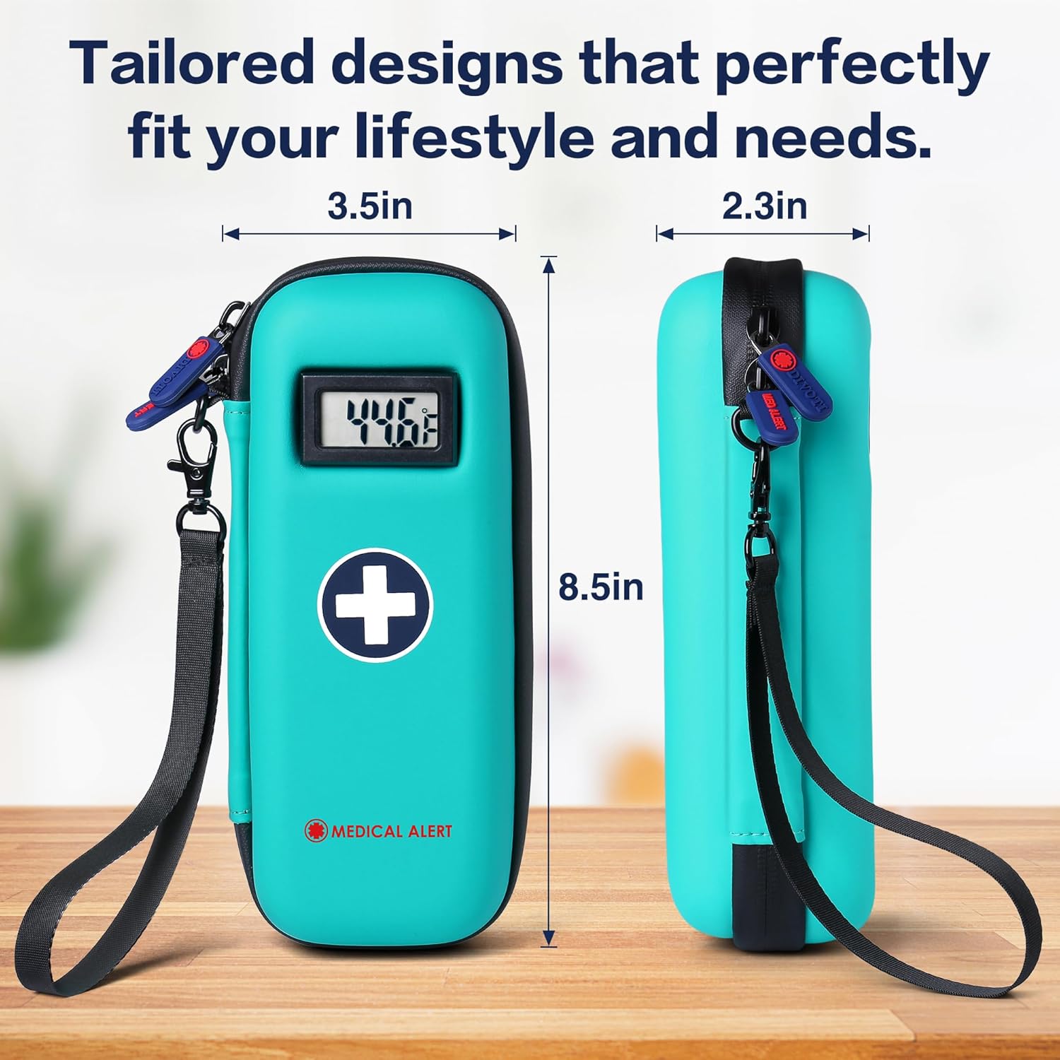 Divoti Insulin Cooler Travel Case with Temperature Display - Refrigerated Medicine Cooling Bag with 2 TSA Approved Ice Pack, Medication Pen Diabetic Supplies Organizer for Trip and Daily(Green)