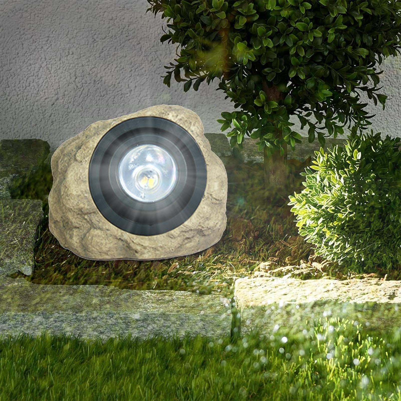 Solar-Steinleuchte Dekorativ und wasserdicht | LED Dekorative Gartensteine Für Gehwege, Wege, Terrasse, Einfahrt, Rasen, Stufen, Hof, Solarbetriebene Außensteinleuchten