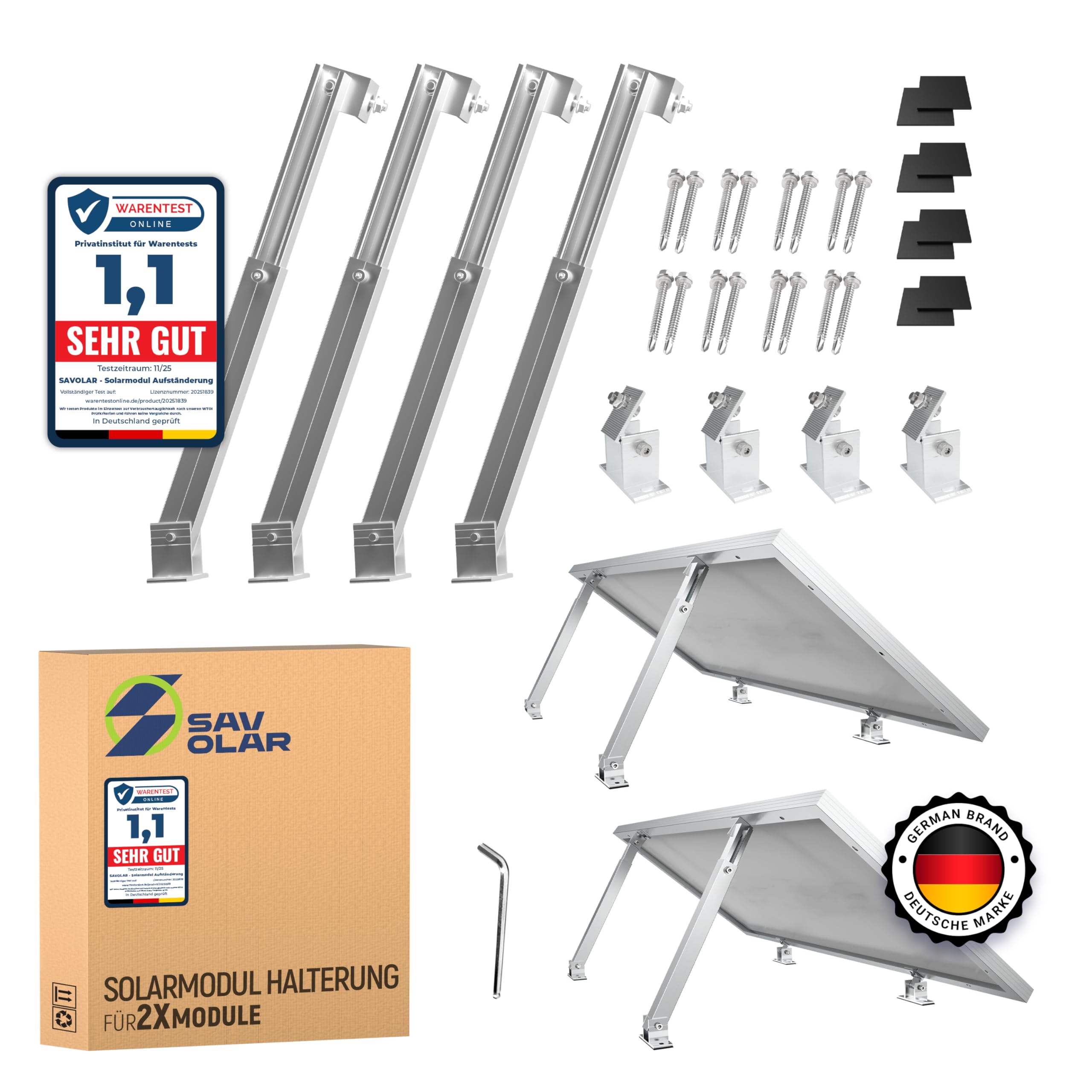 Sets SAVOLAR Solarmodul Halterung für Balkonkraftwerk 117cm - Dach Sets SAVOLAR Solarmodul Halterung für Balkonkraftwerk 117cm - Dach