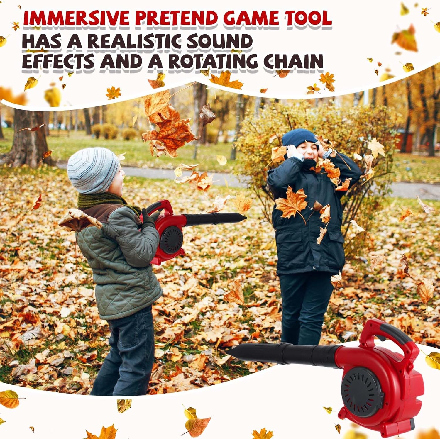 3 Pcs Toy Gardening Tool Set for Kids Toy Leaf Blower Weed Trimmer Chainsaw Pretend Set with Lights and Sounds Christmas Birthday Gift for Boys Girls
