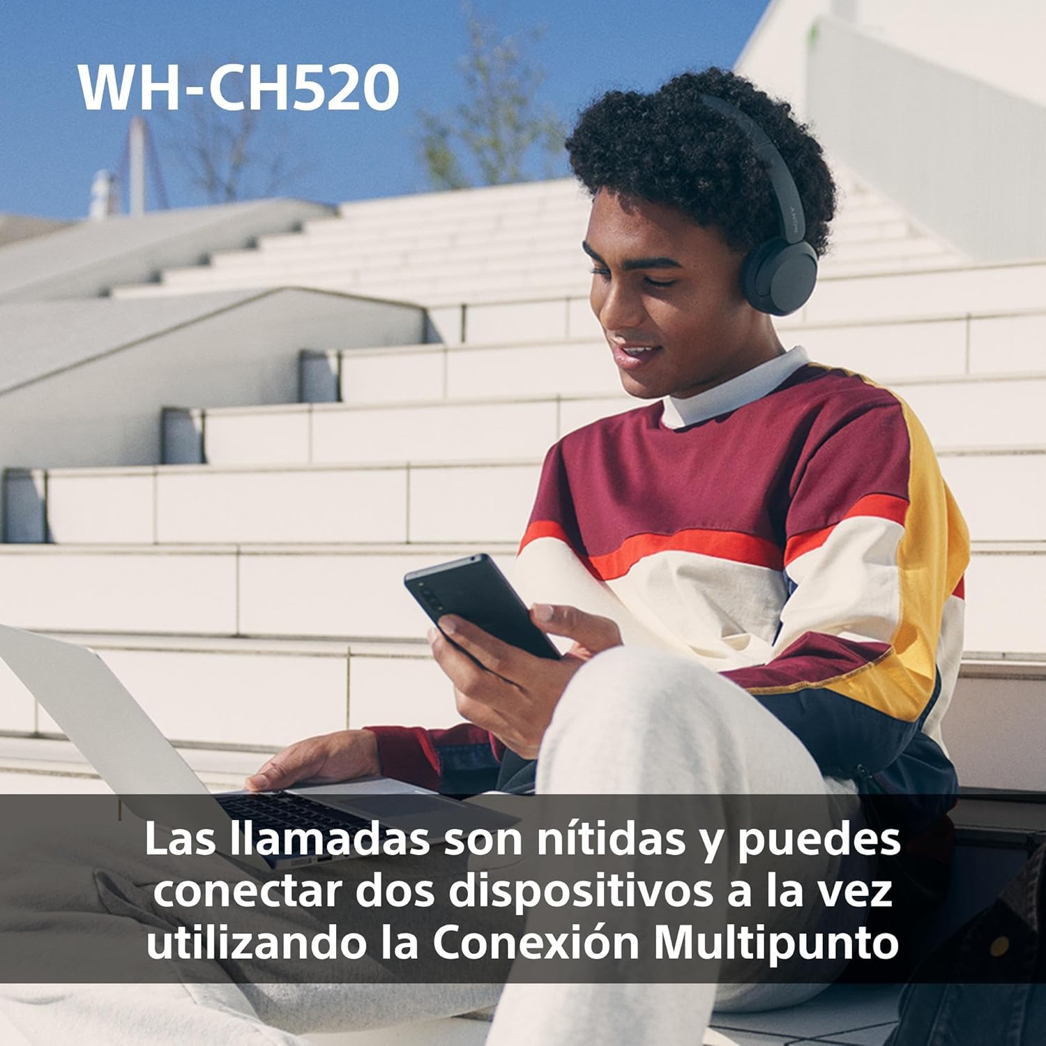 Sony WH-CH520 Auriculares Bluetooth con 50 h de batería, Sonido DSEE y micrófono Integrado, Rosa 7