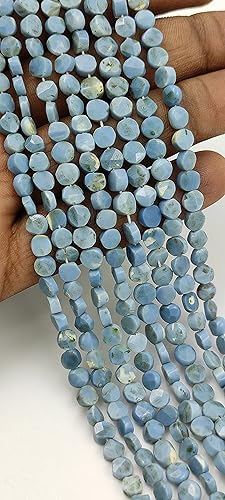Miniatura 1 de "Hanumat Gems" Lote de 10 hebras de cuentas facetadas de ópalo azul natural, cuentas de monedas de ópalo azul, cuentas facetadas de ópalo azul,