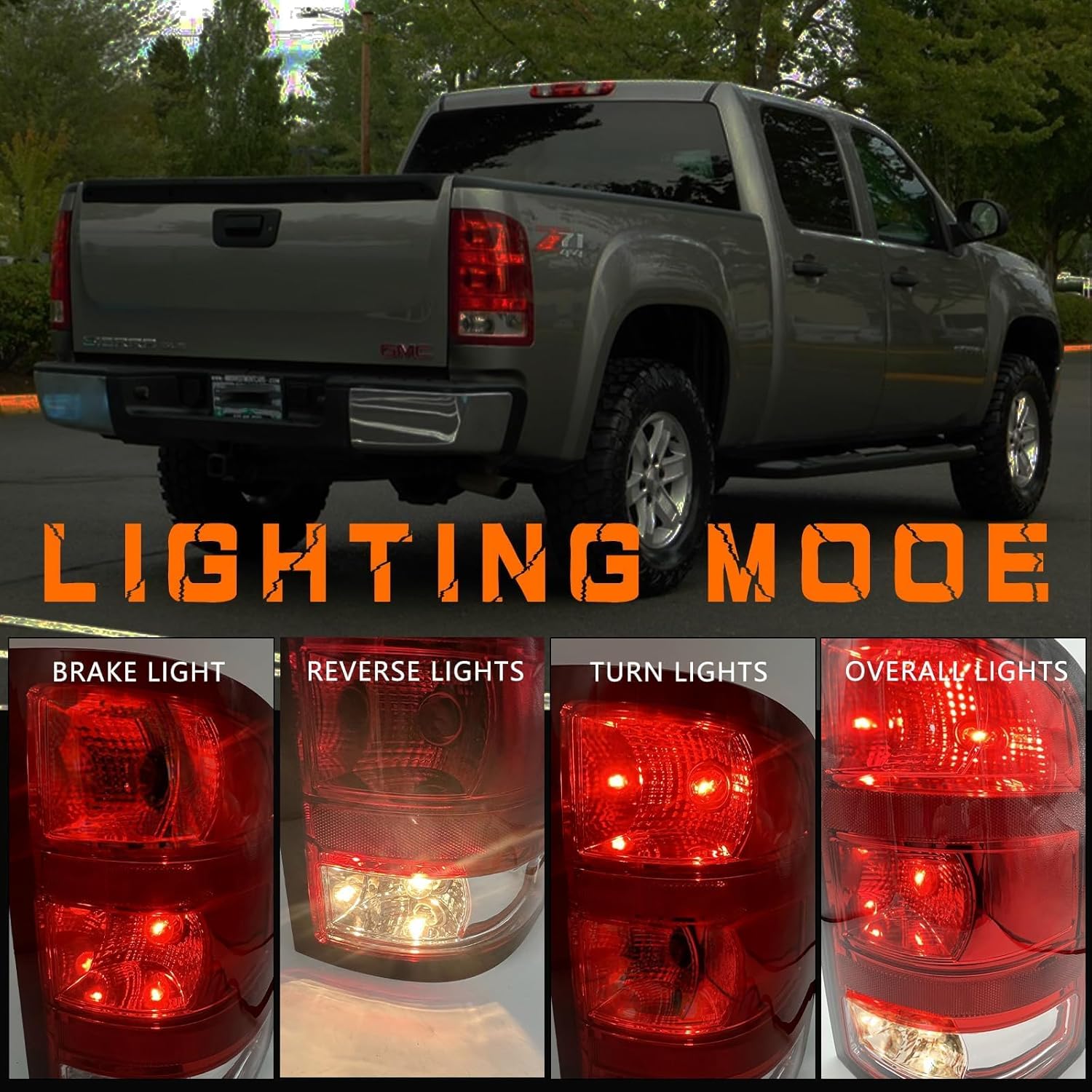 Tail Light Compatible With 2007 2008 2009 2010 2011 2012 2013 GMC Sierra 1500 2500HD 3500HD, Right Tail Lamp With Black border And Halogen Bulbs