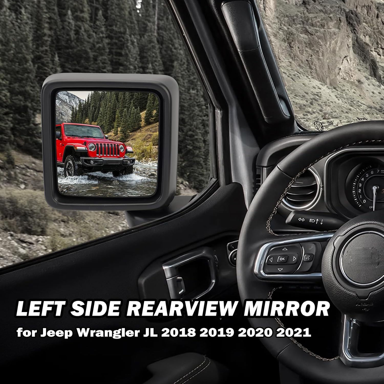 Driver Side Mirror for 2018-2023 Jeep Wrangler JL/2020 2021 2022 2023 Gladiator JT,Mirror Assembly with Heated,Manual Folding Without Turn Singal/Blind Spot,Replace 68281890AE 68281890AB