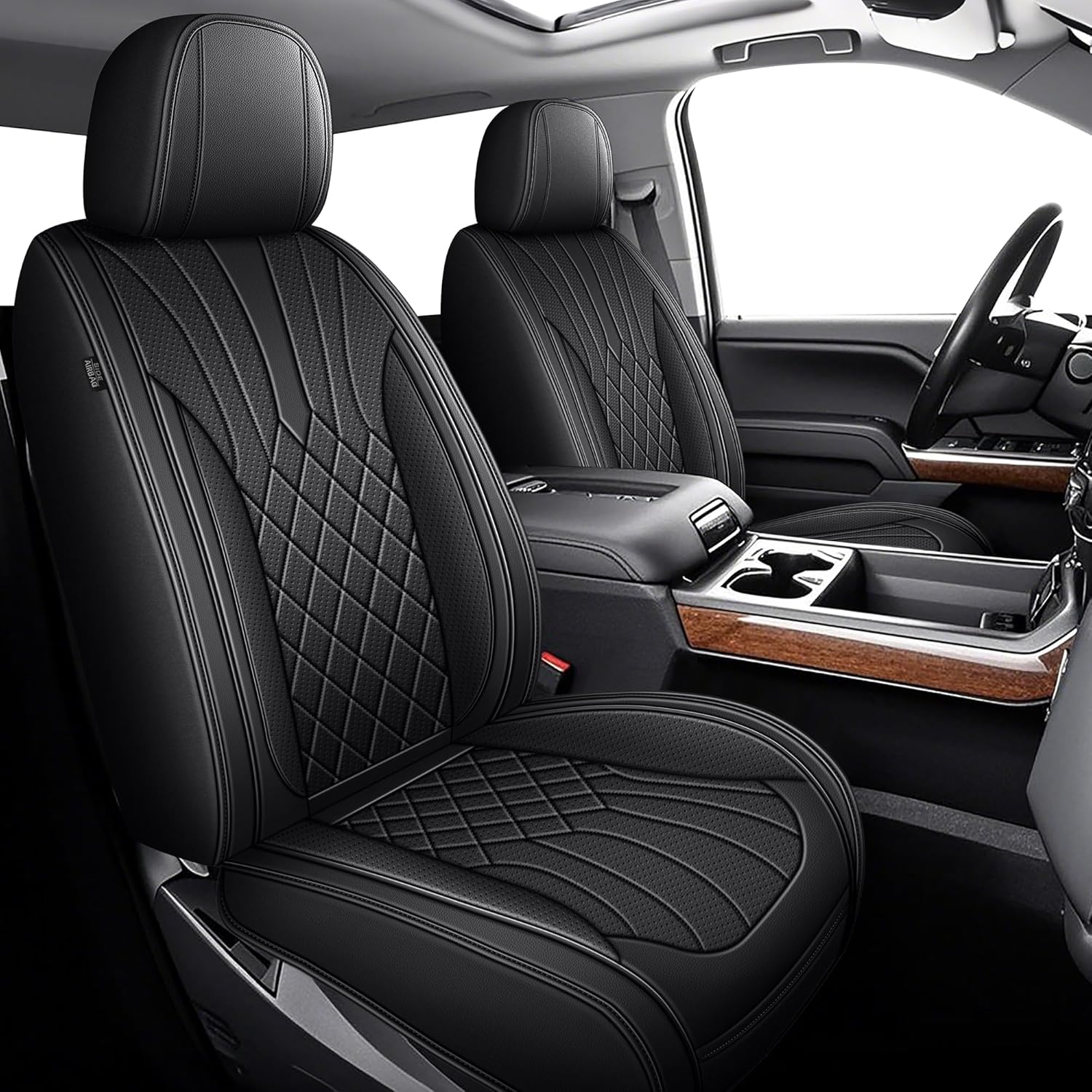 AOMSAZTO Seat Covers Fit for Chevy Chevrolet Silverado GMC Sierra 1500 2500HD 3500HD 2019-2024 Crew Double Extended Cab Full Set Truck Pickup Car Seat Covers (5 Seats, Black) 099# Black 5 Seats (2019-2024)