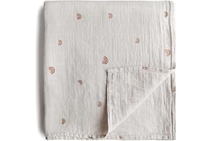 Mushie Organic Cotton Rainbow Muslin Swaddle Blankets