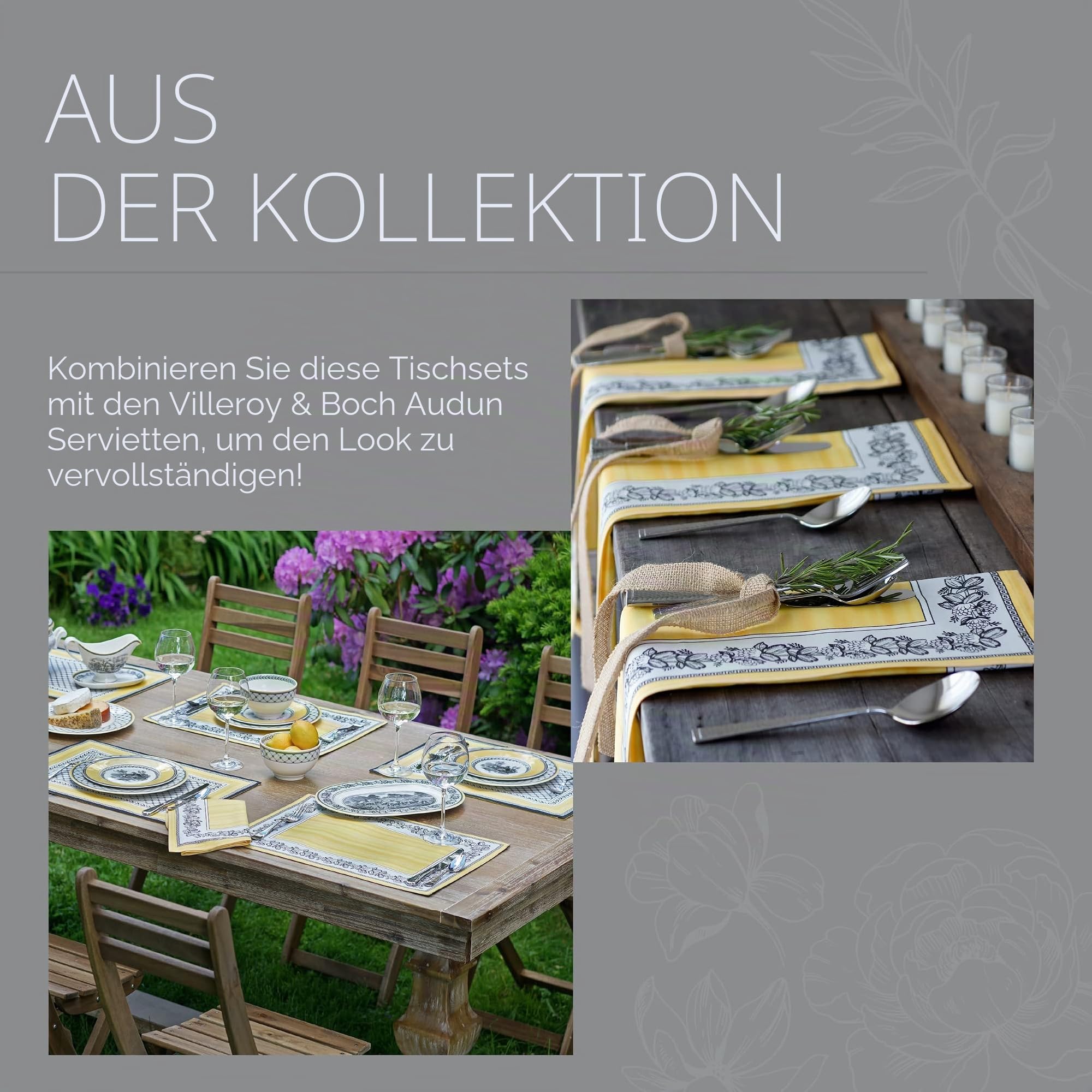 Villeroy and Boch Audun Tischsets, wendbar, Gemustert, Baumwolle, 35,6 x 50,8 cm, 4 Stück