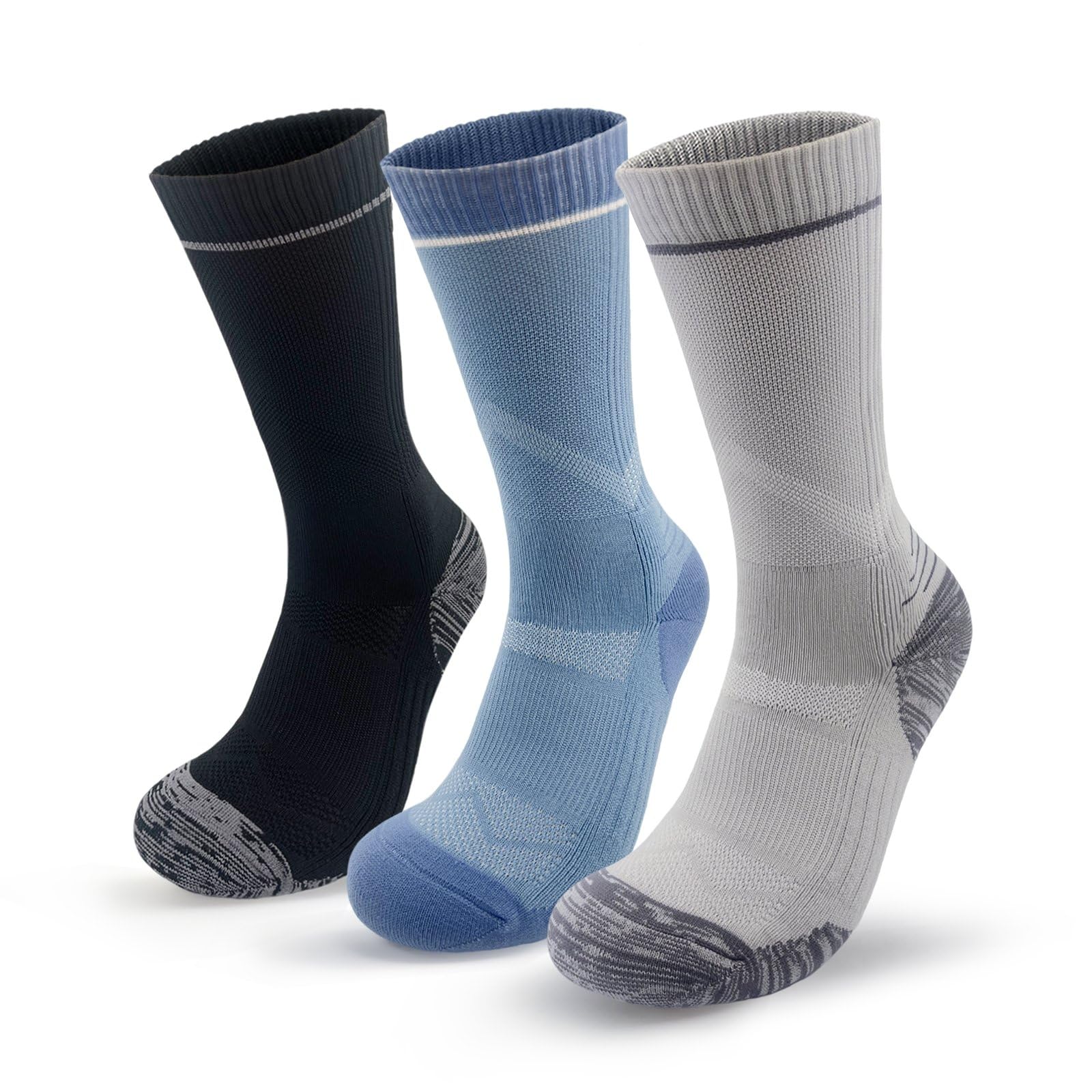 Calcetines deportivos que absorben la humedad para hombres y mujeres, 3 pares de calcetines acolchados de poliéster a media pantorrilla