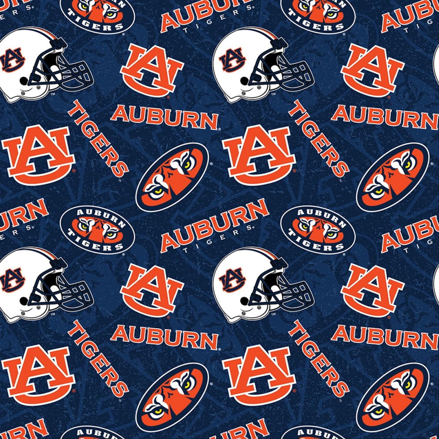 NCAA Auburn Tigers 1178 Tone on Tone Orange/Navy/White, Fabric by the Yard