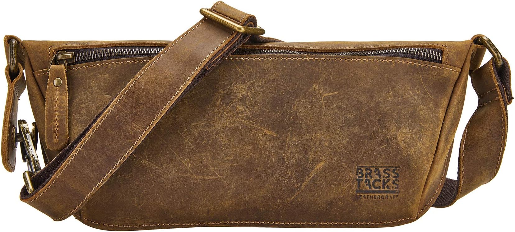 Fanny Pack Waist Bag Genuine Leather Tavel Pouch with Card Slots Water Resistant Waist Bag(Brown)