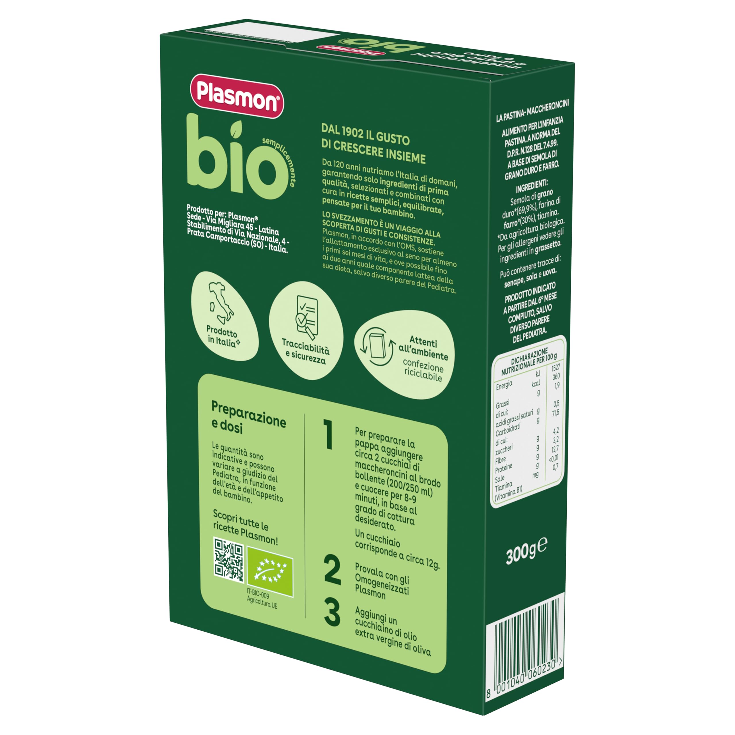 Plasmon BIO Pastina Maccheroncini 300g (12 Confezioni)