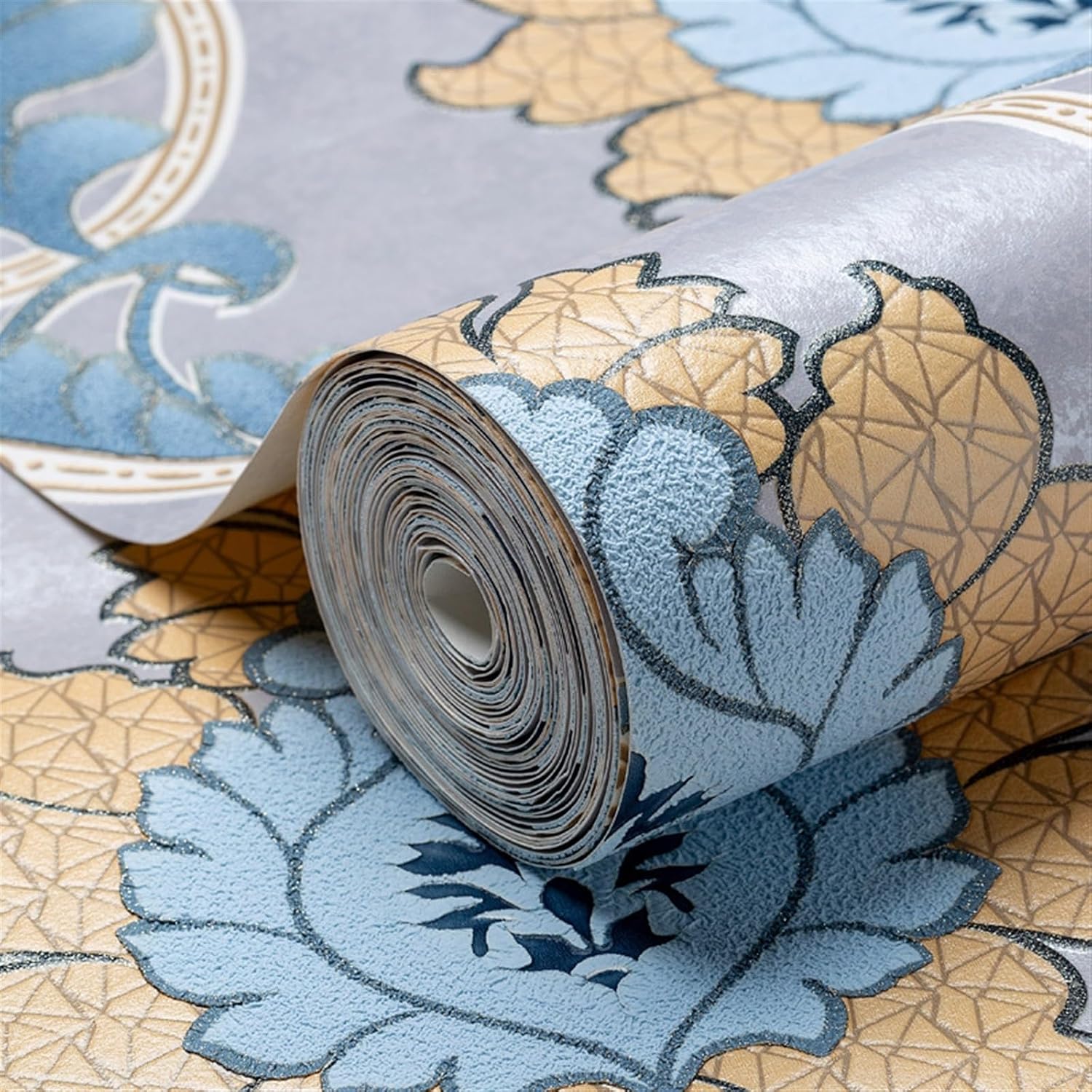 Modern Wallpaper Stick Wallpaper Kitchen Bedroom Stickers Murals Tile Stickers Wallpaper Gold Wallpaper Glitter Bedroom Damask Rose Living Room Wallpaper Extra Thick 3D (Color : D)