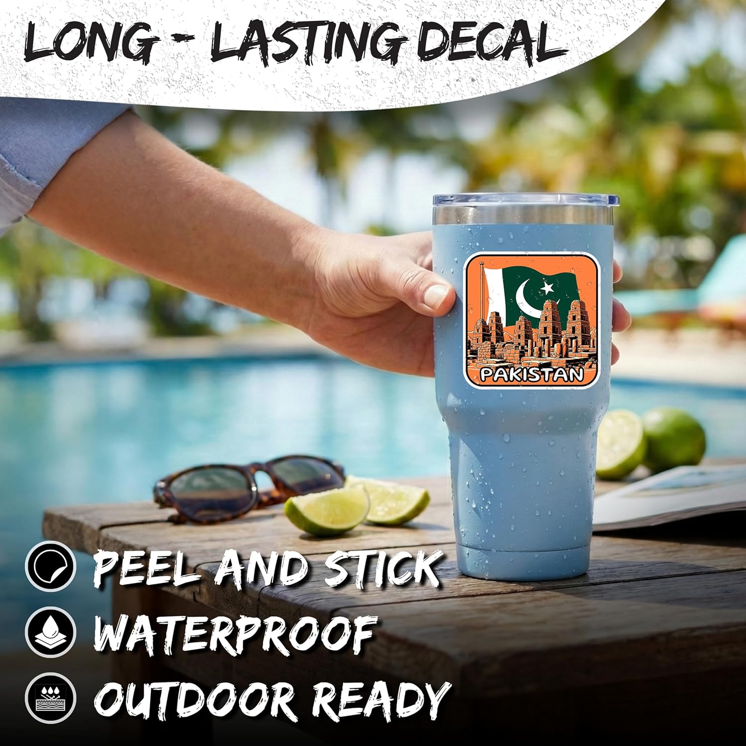 Pakistan Sticker 4 Inch Pakistani Flag Travel Souvenir Destination - Waterproof Vinyl Decal for Laptop Water Bottle Car Tumbler - Durable Aesthetic Long-Lasting Stickers for Adults ID44990 - Image 3