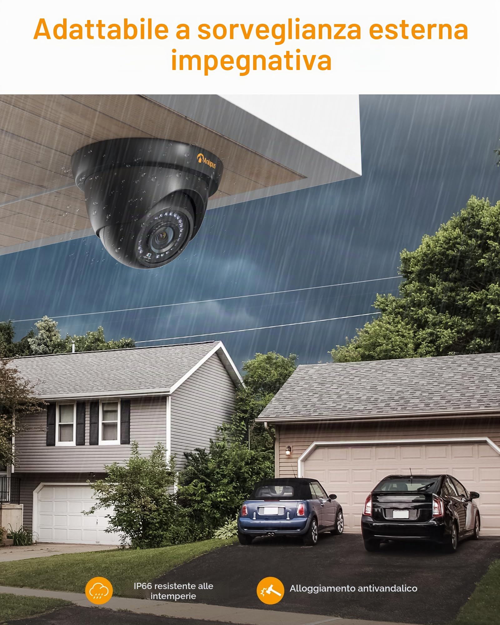 Anlapus 4pcs 1080P Telecamera di Sorveglianza per DVR Kit Videosorveglianza, 20M Visione Notturna, Nero