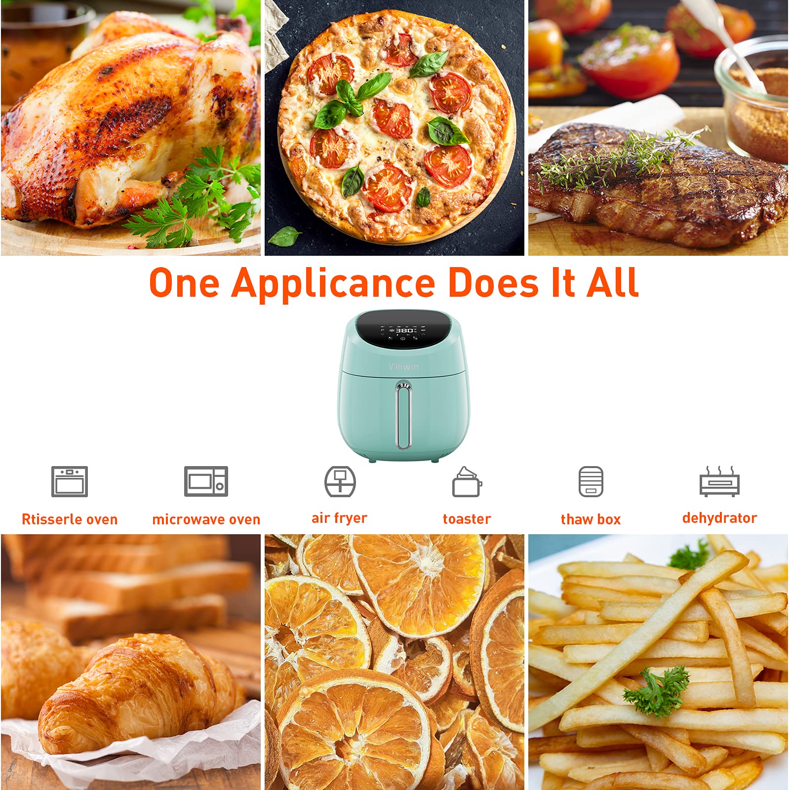 Air Fryer, 4.5 QT AirFryer Electric Hot Air Fryers Oven Oilless Cooker