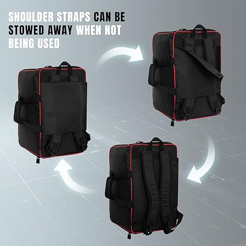 Miniatura 3 de JDM LAB Bolsa de juego de mesa, bolsa de lona y mochila, correa acolchada para el hombro, múltiples bolsillos con cremallera, resistente al agua