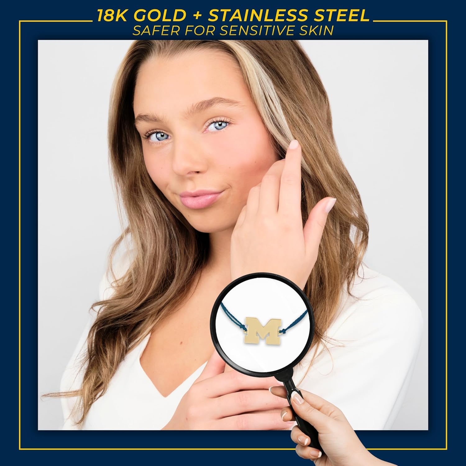 Stone Armory Bracelet Jewelry for Michigan Wolverines – Adjustable Corded Bracelet Featuring Block M – Comfortably Fits Up to a 9-Inch Wrist - Ideal Gift for Alumni, Students, Fans & Graduates