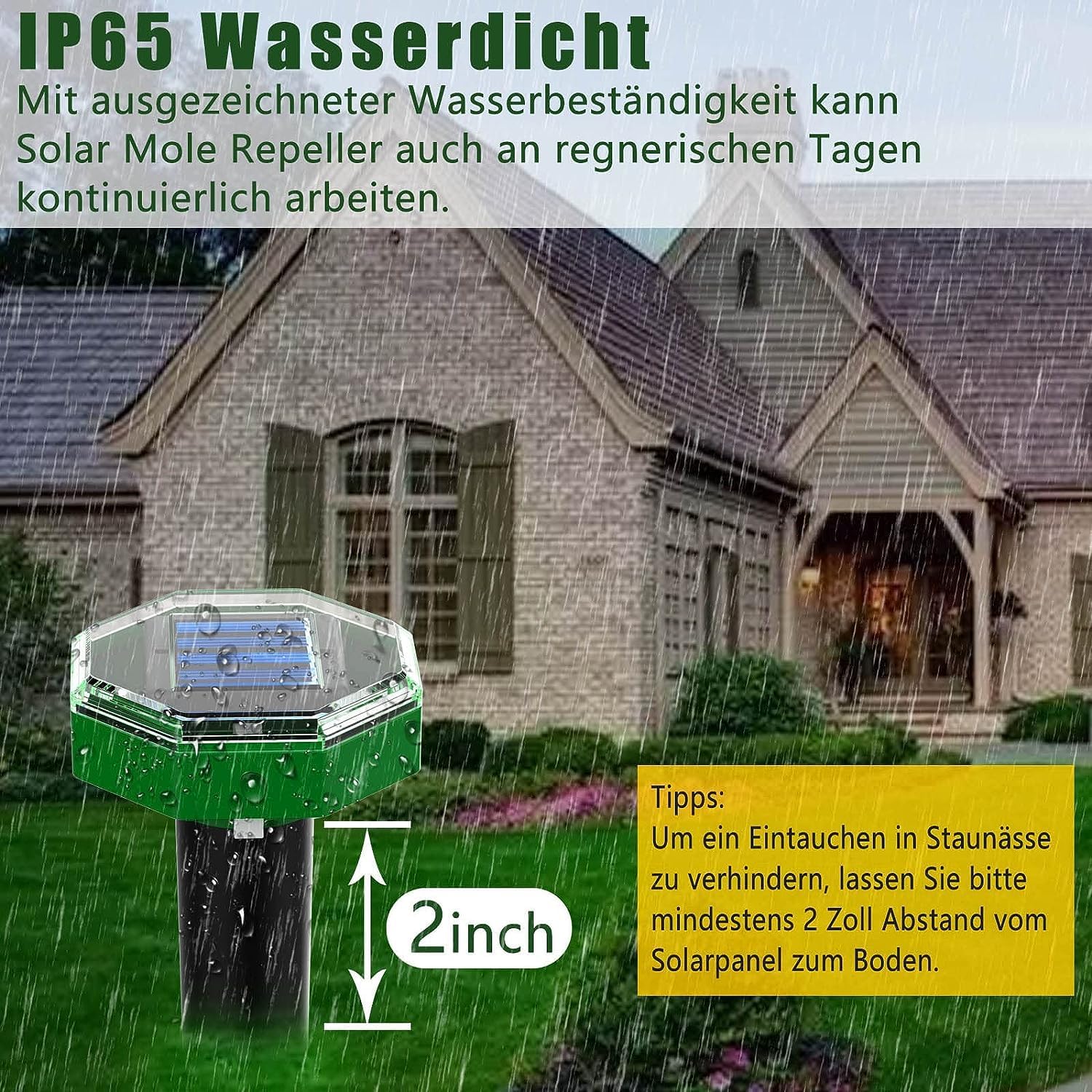Ahuyentador de Topos Solar 8 Piezas, Anti Topos según la Norma IP65 y Aptos para su Uso en Exteriores para ahuyentar Topos