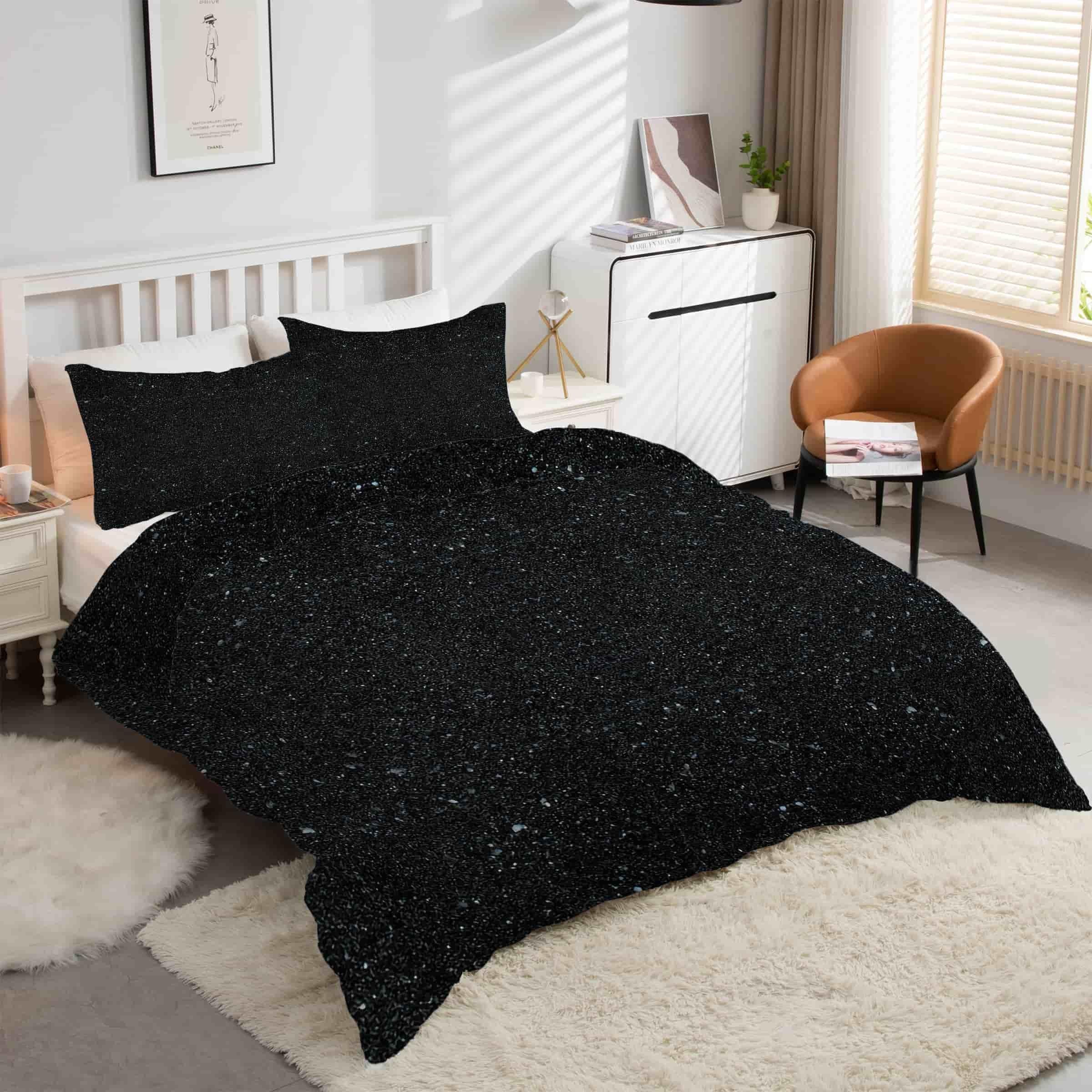 Housse de couette 220x240 ciel étoilé avec taies en microfibre pour lit 2 personnes
