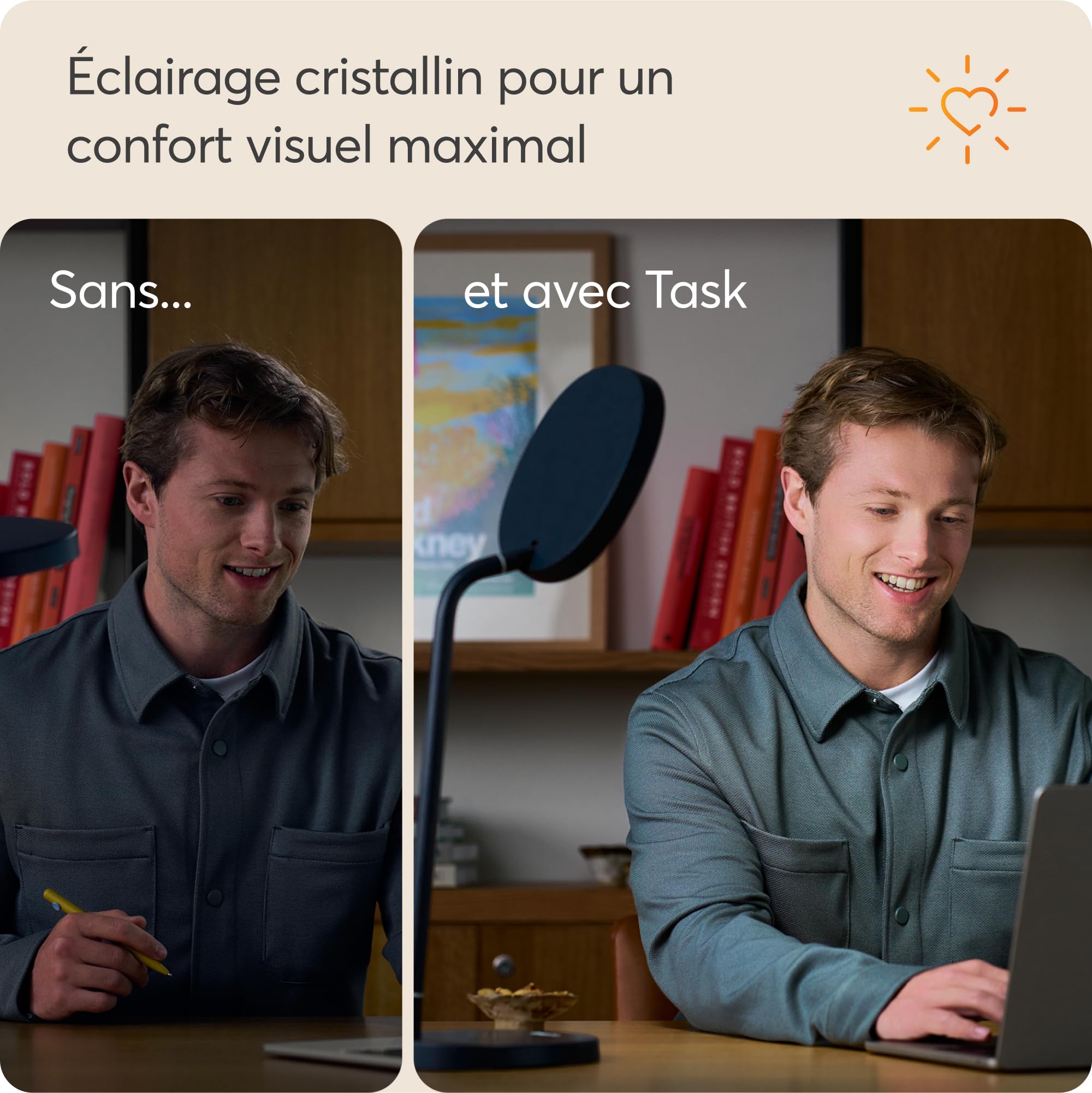 Lumie Task | Lampe LED thérapie lumineuse, réglable, anti-déprime hivernale, éclairage cristallin, confort visuel, meilleure humeur et énergie | Bleu Charbon