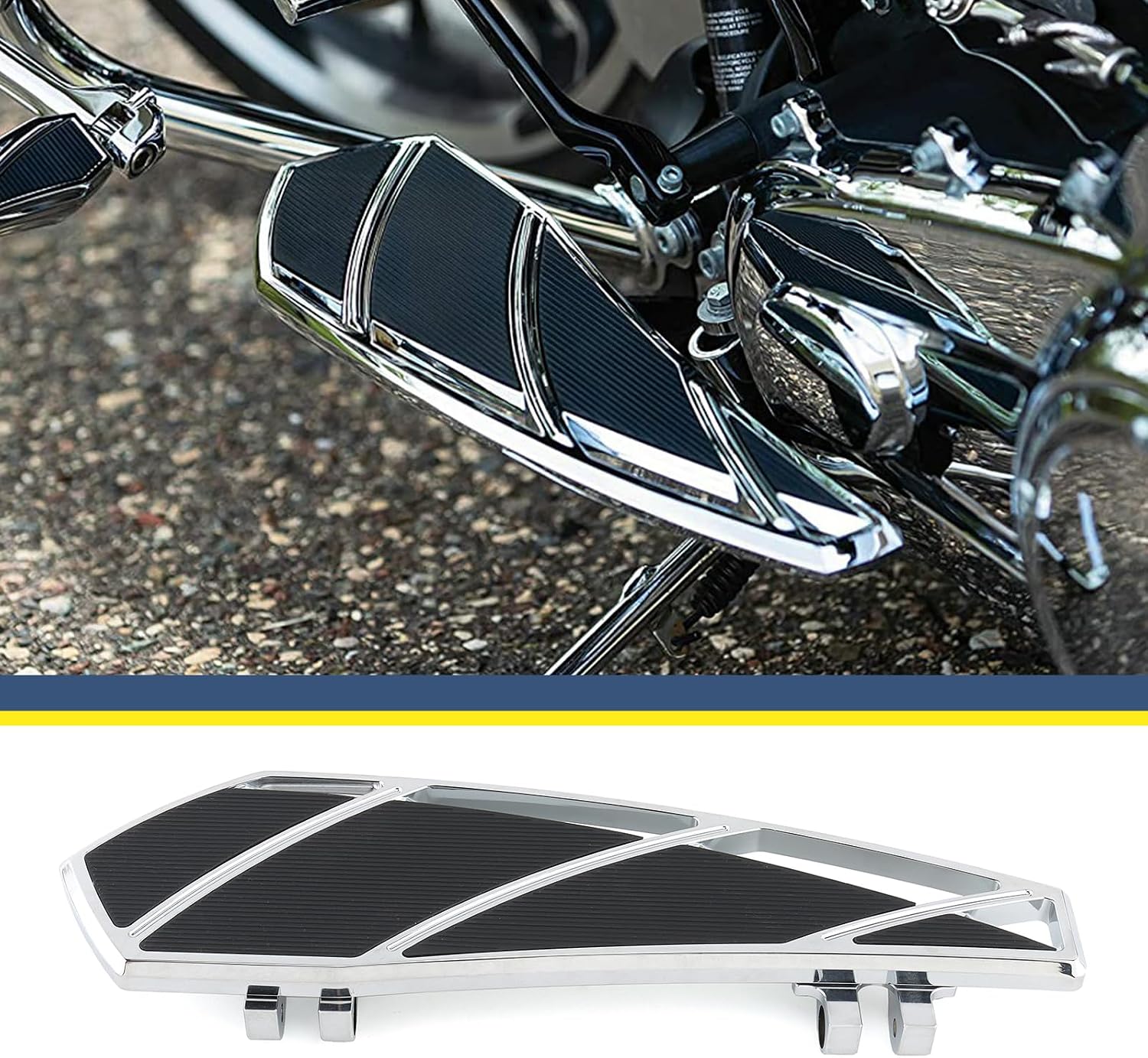 Motorcycle Floorboards Phantom Mini Floorboards Front Foot Pegs for Harley 86-later Touring Road Glide Road King Street Glide Electra Glide 12-2016 Dyna FLD 86-2017 Softail FL Fatboy (Chrome)