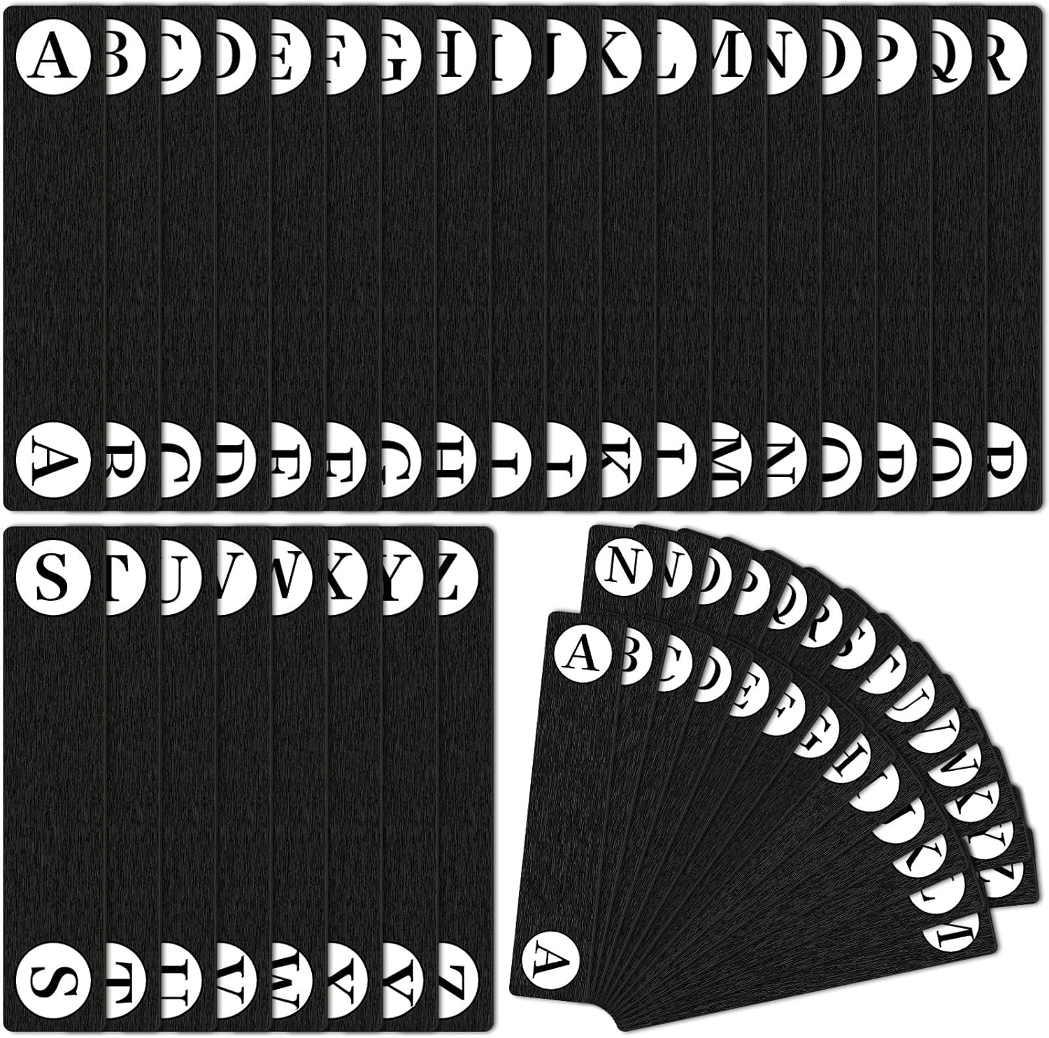 26 Pcs Library Alphabet Book Dividers Wooden Vinyl Record Organizer Separators 26 Alphabetical A-z Dividers Bookshelf Markers for Shelves Cds, Albums, Books (Black)