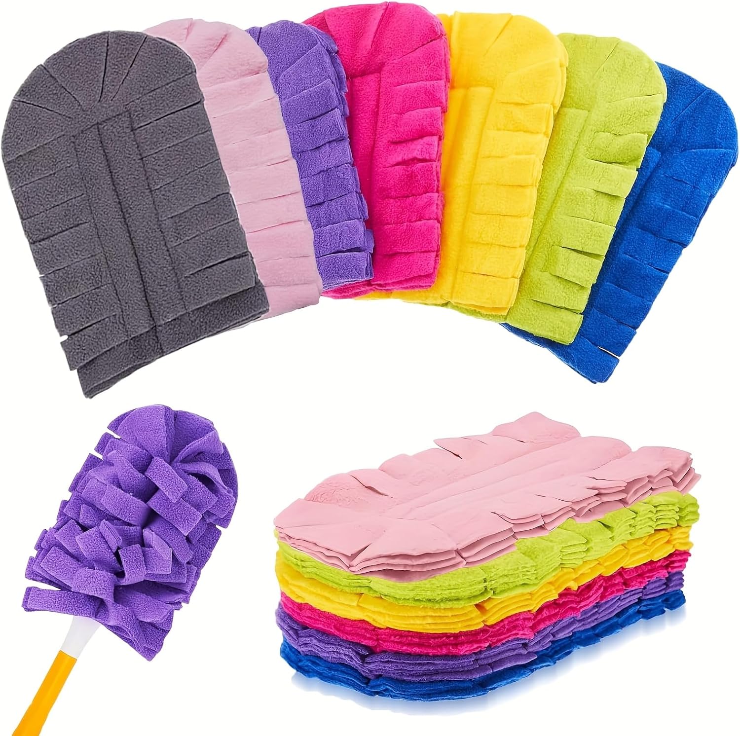 5-Pack Reusable Duster Refills, Washable Fleece Cleaning Pads for Multi-Surface Dusting on Blinds, Fans, Cars & Furniture