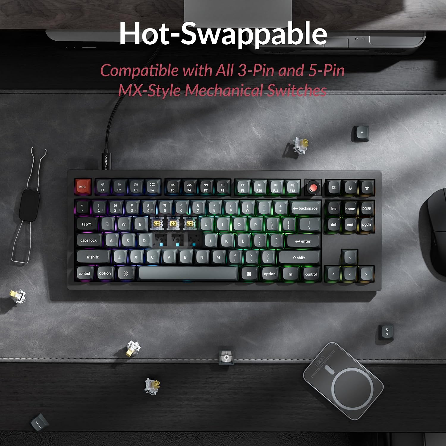 Keychron V3 8K TKL Wired Mechanical Keyboard, 8000 Hz Polling Rate QMK Programmable Knob Hot-Swappable Gaming Keyboard, RGB Backlit, Ergonomic PBT Keycaps for Mac Windows Linux-Tactile Banana Switch 7 81SyBynczTL. AC SL1500