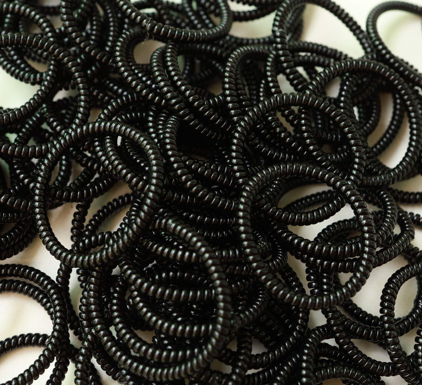 100 lazos para el pelo en espiral, lazos para el cabello sin arrugas, lazos para el pelo, lazos elásticos para el pelo, color negro, para mujeres y niñas
