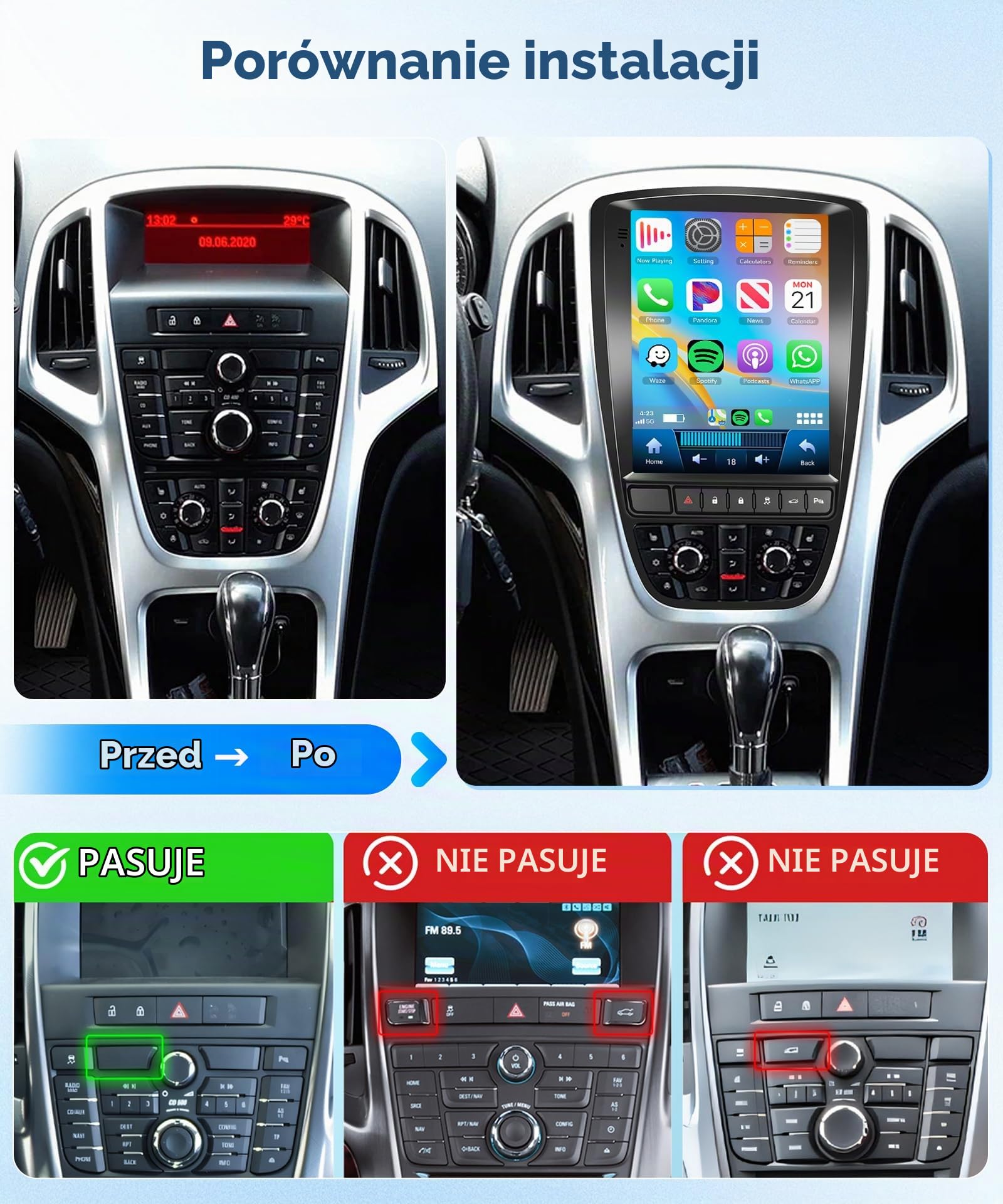 【8 rdzeni 4+64G】 Radio samochodowe Hodozzy Carplay Dab do Opel Astra J/Buick Excelle 2009-2015, ekran dotykowy Android Radio samochodowe z Androidem Auto/WiFi/GPS/RDS/Bluetooth/USB+kamera cofania