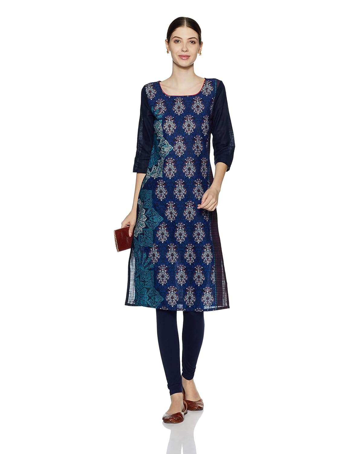Mberi view of Aurelia Women's Blue Kurta
