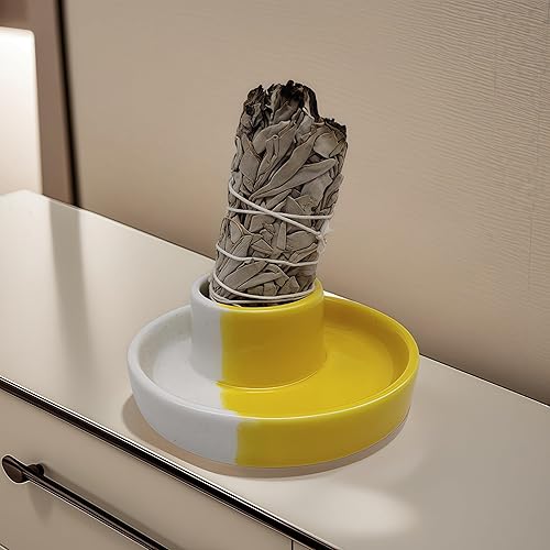 Vista 36 de Soporte para salvia, quemador de salvia blanca, cuenco para manchas, soporte para Palo Santo, soporte para incienso, paquete de soporte de incienso