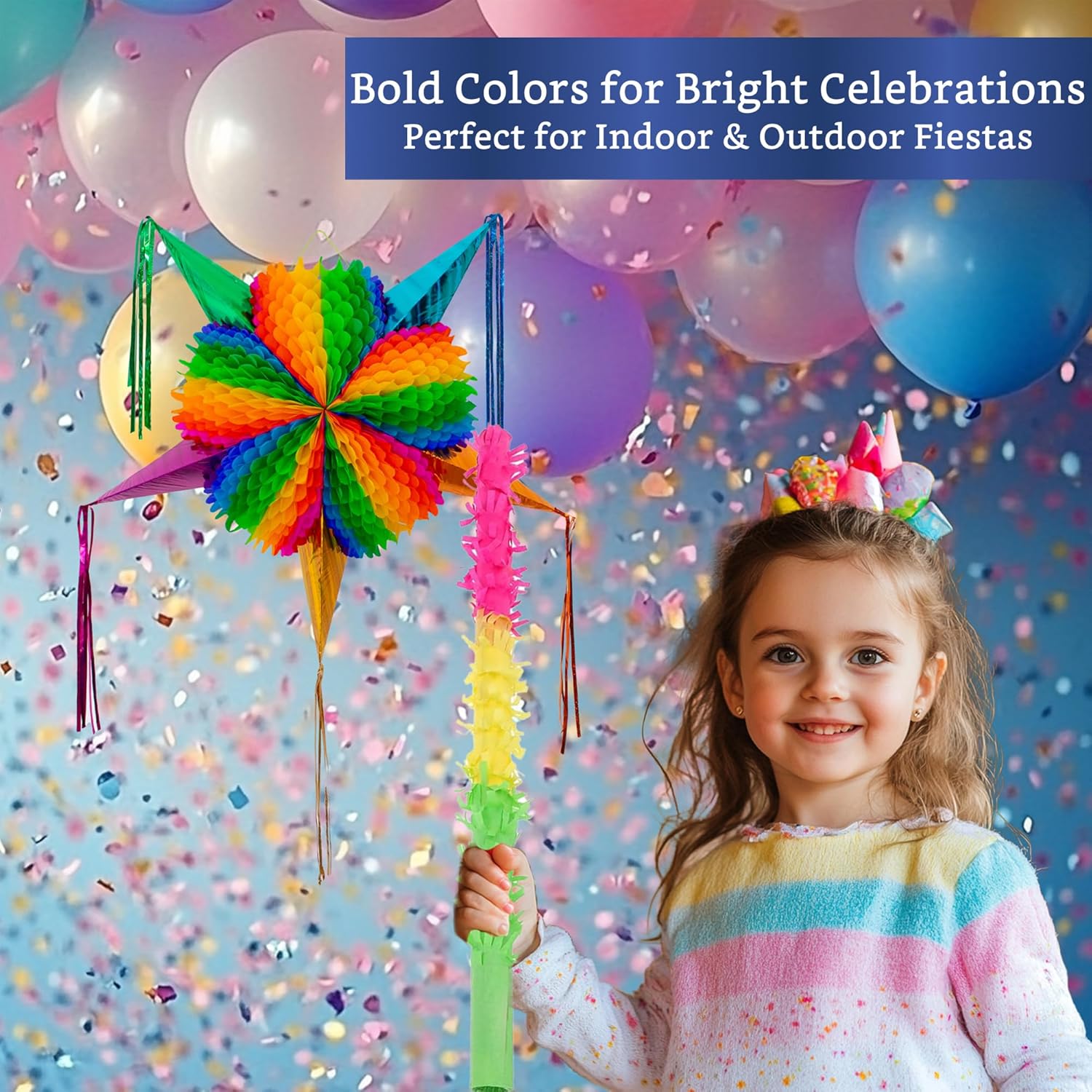 Mexican Piñata (Medium 26 in) - Rainbow Pinata - Authentic Handmade Foldable Large Pinata for Birthday Party - Piñatas para Cumpleaños - Fiesta Piniata - Cinco de Mayo Pinatas