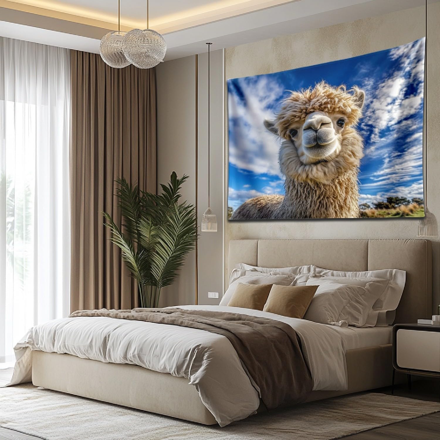 Arazzo da Parete Alpaca 250x300 cm Arazzo Extra Grande Alpaca Carino Tessuto Morbido in Microfibra, Decorazione per Camera da Letto, Soggiorno e Dormitorio a/5345