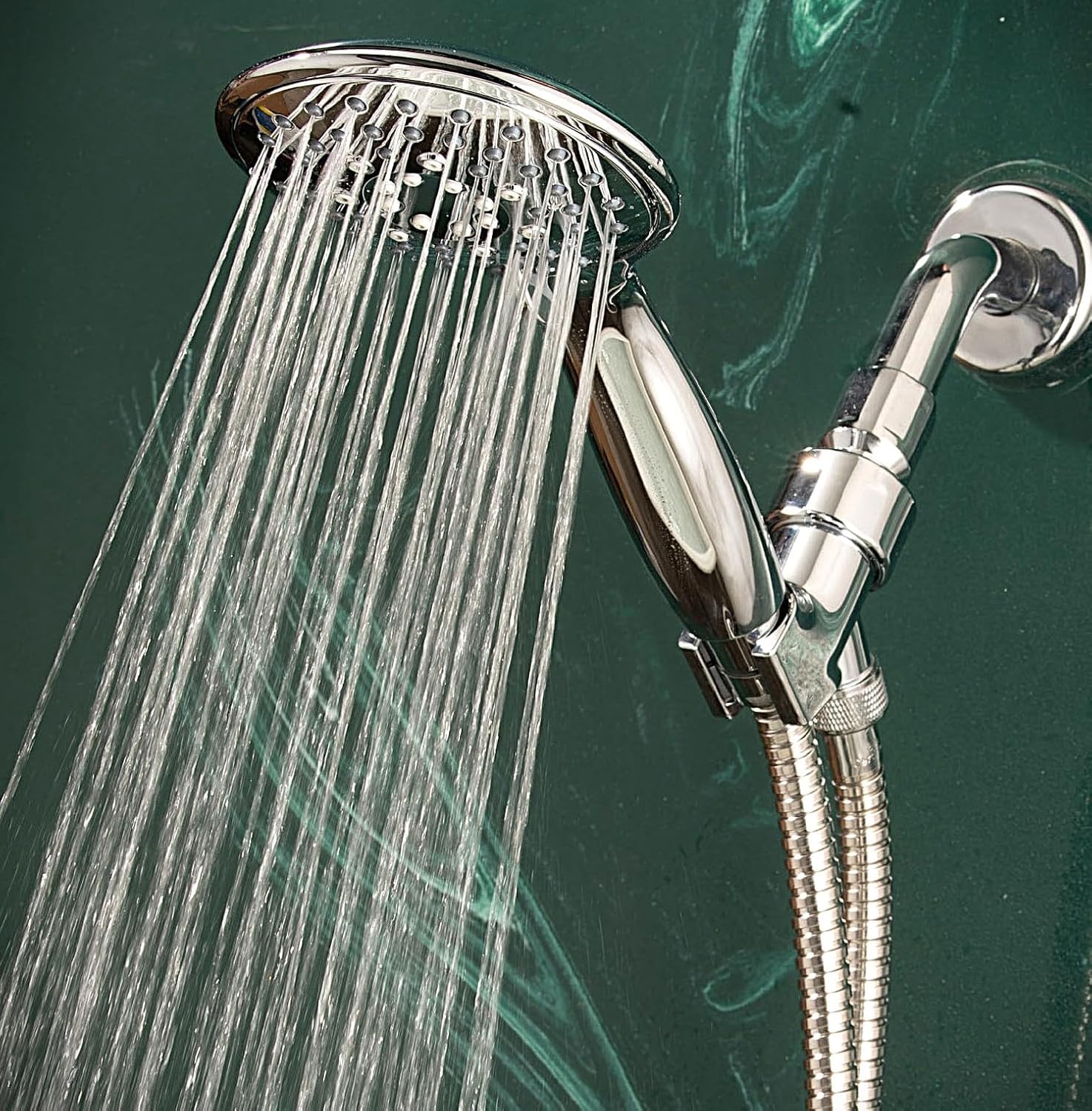 Blaster Massage High Pressure 5 Spray Shower System from Whedon | Adjustable Pressure | Includes 59" Bungy Hose, Swivel Bracket, Extra Washers and Sealing Tape | Chrome Finish - Up to 2.5 GPM @ 80PSI