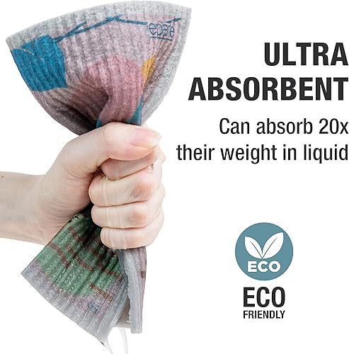 Miniatura 4 de Eparé Paños de esponja de celulosa, paquete de 4 paños suecos grises para cocina, paños de cocina para lavar platos, esponjas suecas y toallas