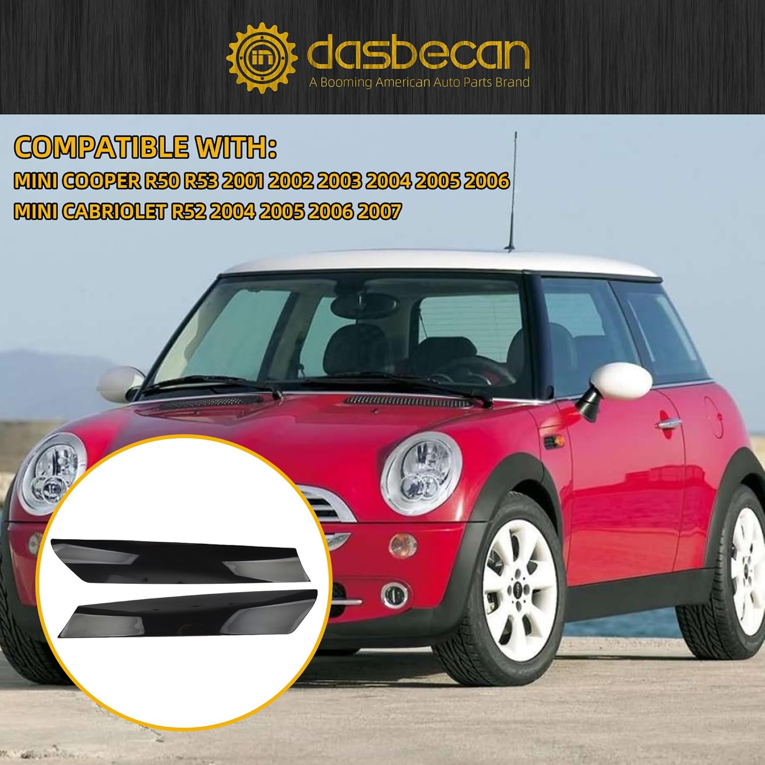 Dasbecan Windshield A-Pillar Trim Panel Compatible with Mini Cooper R50 R53 2001-2006 Mini Cabriolet R52 2004-2007 Replace# 51137128157