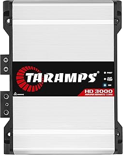 Taramps HD 3000 1 Channel 3000 Watts RMS 1 Ohm Full Range Amplifier Car Audio Bass Boost, Monoblock, Subwoofer, LED Monitor Indicator Class D, Power Amp, White