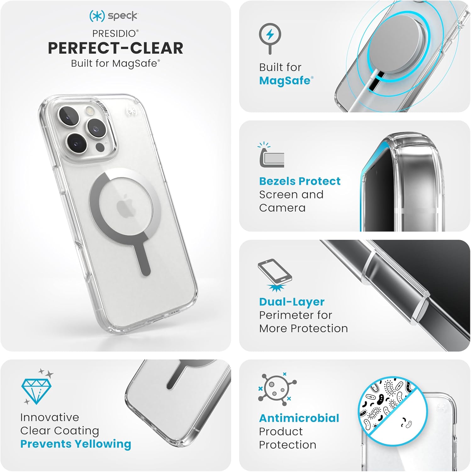 Speck Presidio Clear/Chrome iPhone 16 Pro Max MagSafe Case - Image 2